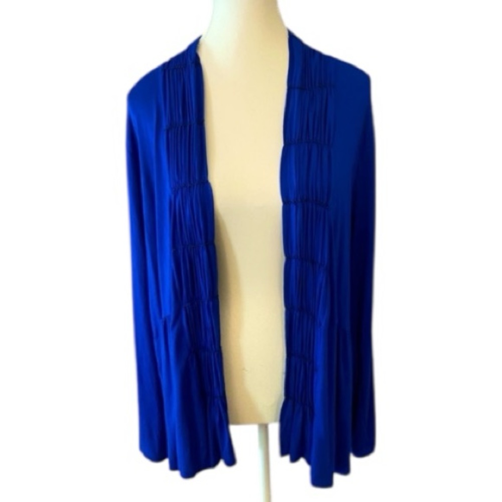 Lane Bryant Cobalt Blue Beaded Ruched Open Front Cardigan‎ – Women’s 14/16W